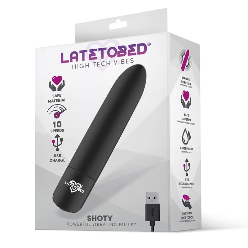 LATETOBED Shoty Δονητικό Bullet USB 10 Ταχυτήτων Μαύρο