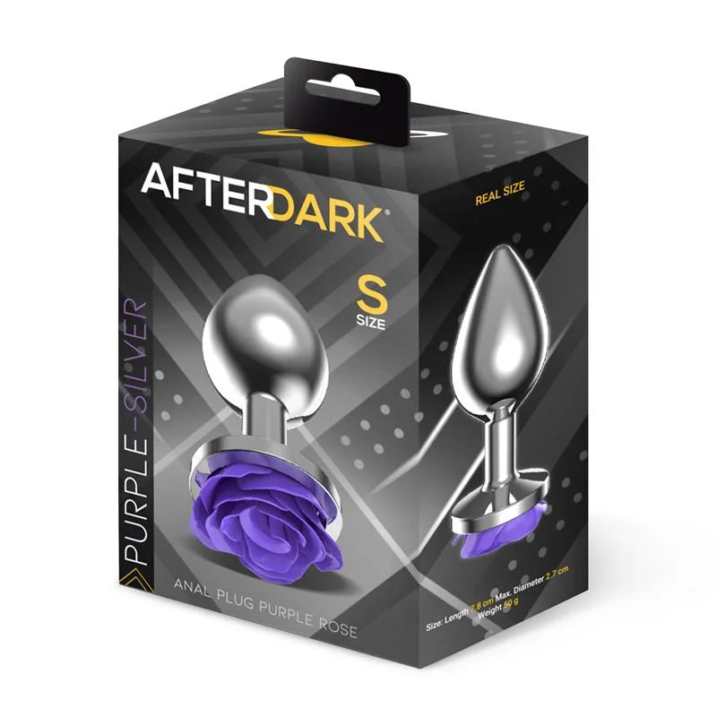 AFTERDARK Μεταλλικό Πρωκτικό Plug με Μωβ Βάση Τριαντάφυλλο – Μέγεθος S